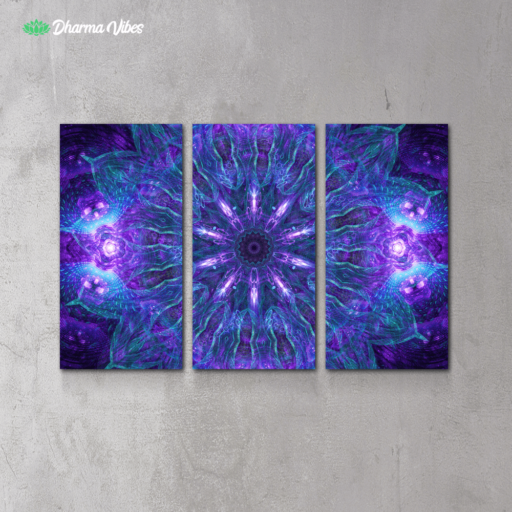 Electric Bloom by Cameron Gray 3Piece Canvas Dharma Vibes